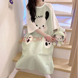 睡裙中长款睡衣女夏季大码胖mm200斤孕妇宽松ins超仙学生家居服女 帕恰狗-关注店铺优先发货 M80-100斤