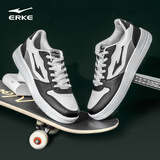 鸿星尔克（ERKE）板鞋男鞋子秋冬新款运动鞋透气滑板鞋软底校园风小白鞋低帮休闲鞋 尔克白/正黑 熊猫配色-元宝 42 码（260mm）