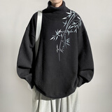 主意范（ZHUYIFAN）8XL胖子280斤大码高领毛衣男秋冬加绒加肥加大码打底针织衫外穿潮 GM45393黑色 5XL 200-230斤