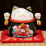 吉善缘 陶瓷招财猫小号 存钱储蓄罐摆件创意桌面装饰品送朋友客户工艺品 4.5寸黑色财源滚滚