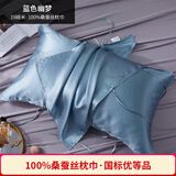 百年六合19姆米真丝枕巾100%桑蚕丝丝绸提花纯色枕头巾50x80单只价可定制 蓝色幽梦 80cm*50cm