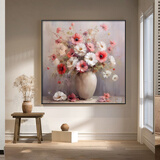 艺环宇欧式花卉油画装饰画个性轻奢客厅方形静物挂画北欧餐厅背景墙壁画