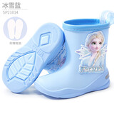 迪士尼儿童雨鞋女童中筒防滑雨靴冰雪公主小宝宝水鞋 P21014蓝色 230mm 