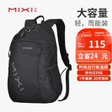 米熙mixi14英寸电脑包休闲运动双肩包女背包大容量旅行包18吋黑色5005