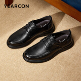 意尔康皮鞋男软底舒适商务休闲鞋春秋圆头系带新款 53429W 黑色 42