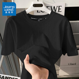 真维斯（JEANSWEST）纯棉t恤女士夏季2025新款休闲慵懒风短袖女装潮流宽松半袖上衣服 黑色 纯色 L