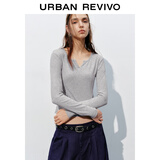 UR2025秋季新款女装时尚休闲简约基础修身T恤UYB450010 花灰 XL