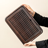 唐丰（TANGFENG） 鸡翅木小茶盘储水式黑檀茶台托盘旅行干泡功夫茶具实木茶台 黑檀中号盛水茶盘