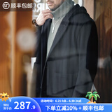 马登工装 美式复古学院风羊毛呢子大衣连帽保暖中长款毛呢外套男冬 藏青色 S (165)
