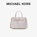 MICHAEL KORS礼物轻奢MK女包EMILIA老花手提斜挎托特蝴蝶包大号 香草白/浅粉