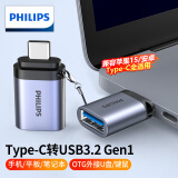 飞利浦（PHILIPS）Type-C转USB3.0转接头苹果15华为手机平板接U盘OTG数据转换线Macbook电脑接硬盘键鼠拓展连接器