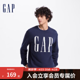 Gap男女装字母印花大logo圆领抓绒卫衣609136简约经典款 海军蓝 185/104A(XXL) 亚洲尺码