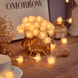 尔山集 LED灯串灯玫瑰装饰灯照片墙布置生日灯带节日小彩灯婚房圣诞装饰 灯串暖白【玫瑰 USB长亮款】3米