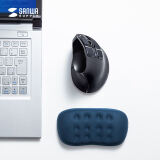 SANWA SUPPLY 人体工学鼠标垫腕托 键盘腕垫 肘托 记忆海绵 防滑底 易清洁 GTOK 短款 深蓝色（134mm）