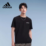 阿迪达斯 （adidas）黑色短袖t恤男圆领夏季打底衫男休闲百搭上衣男装M码
