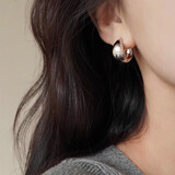 朝遇水滴耳环小众设计感轻奢高级感气质简约法式时尚圈圈耳钉耳饰 纯银银色耳环【精美礼盒装】