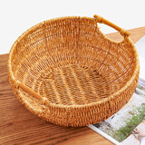 猎玄水果篮筐客厅仿藤编果篮大号盘手工编织收纳筐家用零食面包馒头筐 升级款-【加密果篮30cm】