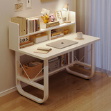 悦美妙电脑桌台式学生简易书桌书柜书架一体写字桌子家用办公学习桌 【单桌款】暖白色80*60cm