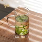 禾器【特价款】禾器晶彩清简杯水杯绿茶杯办公杯子带把茶杯耐热玻璃杯 禾器清简杯【透明色】400ml