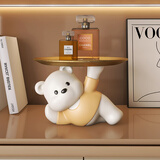 辰鱼奶油风时钟摆件闹钟客厅电视柜桌面摆放钟表台式装饰品创意电子钟 小熊懒懒收纳-黄色