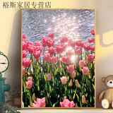 钻石画高难度女孩子风景系满钻卧室大号钻石贴画带框有框免裱 YJ3554 海边郁金香 画布尺寸30*40+木质相框+工具包