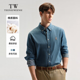 Teenie Weenie小熊男装休闲牛仔衬衫男秋冬长袖美式复古衬衣 牛仔色 2XL 185