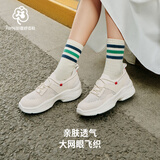 Pansy日本休闲鞋春季轻便舒适女鞋厚底防滑运动鞋4223 灰色 37 