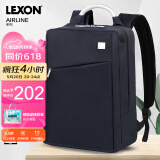 乐上（LEXON）双肩包14英寸商务电脑包男士防泼水背包轻便通勤笔记本书包蓝黑色