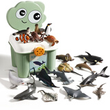 玛奇乐（MECHILE）仿真海洋动物模型玩具套装鲨鱼海豚虎鲸海豹海狮魔鬼鱼儿童节礼物 海洋动物18件套装（送收纳椅）