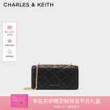 CHARLES&KEITH质感菱格链条小方钱包女包包女包生日礼物女CK6-10680924 Black黑（新2.0） XS