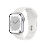 Apple/苹果 Watch Series 8 智能手表GPS款41毫米银色铝金属表壳白色运动型表带 S8 MP6K3CH/A