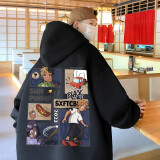 赵八亿重磅连帽卫衣男秋冬季加绒加厚潮牌宽松山东即墨中山上衣服外套男 黑色 XL（115斤-140斤穿）优先发货
