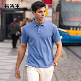 布先生佟大为明星同款美式休闲polo衫男士短袖春夏季纯棉商务 牛仔蓝 L (175)