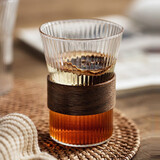 FGHGF竖纹玻璃喝水杯子创意隔热耐热咖啡杯茶杯家用果汁杯啤酒杯 风琴杯2个装（带隔热圈）