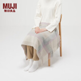 无印良品（MUJI） 羊毛编织 能护膝的大号披肩 围巾围脖冬季保暖 米白色格纹 60×180cm