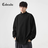 Cebrodz法国 长袖T恤男德绒秋冬宽松双面绒打底衫加厚保暖内搭上衣男 黑色 2XL