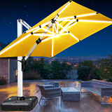 莫 家大型户外遮阳伞庭院伞保安台伞遮阳伞广告伞大太阳伞摆摊罗马伞 特价款【双杆带灯】 3米（300斤注水注沙水箱）