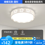 凡甄 led吸顶灯圆形卧室灯客厅灯创意书房儿童房温馨简约灯饰灯具套餐 蝴蝶花47CM离线语音调光