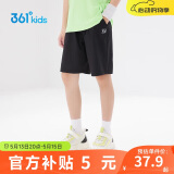 361°儿童短裤夏季男女童3-12岁透气运动裤梭织五分裤 黑 160