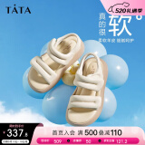 他她（TATA）厚底运动凉鞋女松糕底软羊皮夏季新款GCN01BL3 米白 34