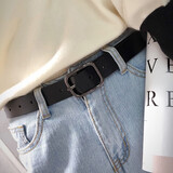 卡帝乐鳄鱼（CARTELO）女士镶钻皮带牛皮腰带韩版装饰裙带情人节简约百搭针扣生日礼物 黑色8119