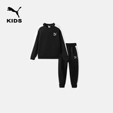 彪马新款儿童针织长袖套装T7拼接 黑色90001 150 