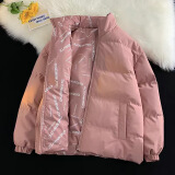 策息棉服男情侣棉服女棉衣冬季羽面包绒服潮流加厚外套男士棉袄棉衣 2216粉色 XL -建议120-150斤左右