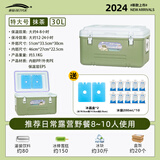 北岳保温箱冰袋冷藏箱户外露营冰晶块保鲜箱商用车载摆摊移动小冰箱桶 30L抹茶色【冰晶盒*2+冰袋*10】