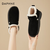 达芙妮雪地靴女加绒棉鞋时尚外穿厚底舒适毛毛鞋女鞋4623608004黑色40