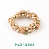 铂思亚花匠新款大肠发圈女简约玫瑰橡皮筋气质高级感百搭头绳头花发饰 香槟色