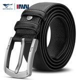 七匹狼（SEPTWOLVES）皮带男士真皮针扣腰带商务头层牛皮中青年休闲牛仔裤带男装 系列一黑色款