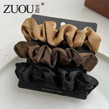 左欧发圈女高级感大肠圈扎头头饰发绳2025新款高端头绳成人高马尾头花 黑色+咖色+深咖