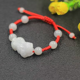 洁玉堂翡翠貔貅手链男女款玉石玉珠手串时尚饰品手绳手工编制 女款