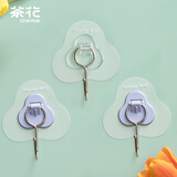 茶花挂钩 强力粘钩免打孔挂钩贴浴室门后贴墙挂衣钩 3只